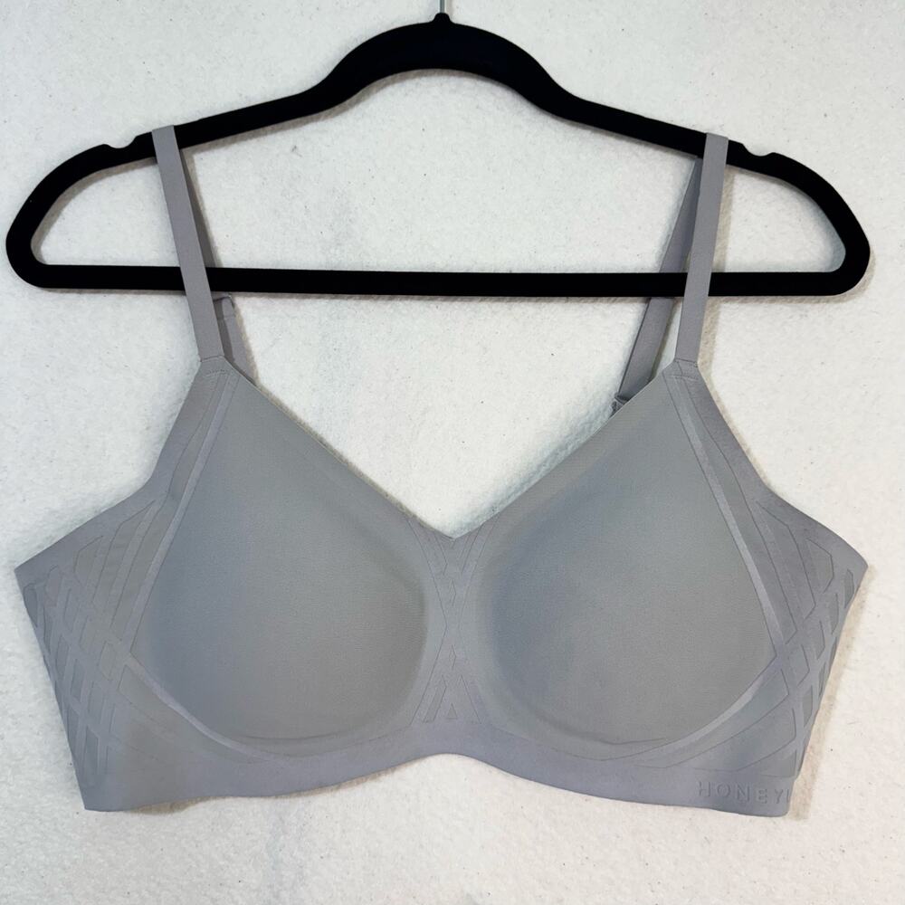 Honeylove Moondust Gray Silhouette Wireless Lift Bra Size Large Moderate Support